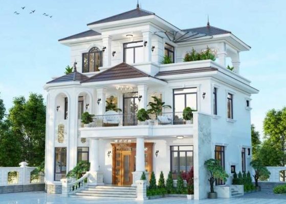 Nhà vườn 3 tầng đẹp mái Thái