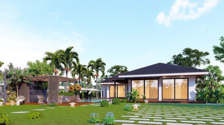 Mẫu nhà vườn đẹp ở nông thôn mái Thái